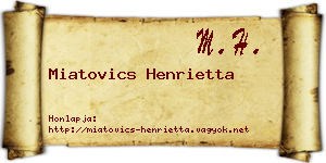 Miatovics Henrietta névjegykártya